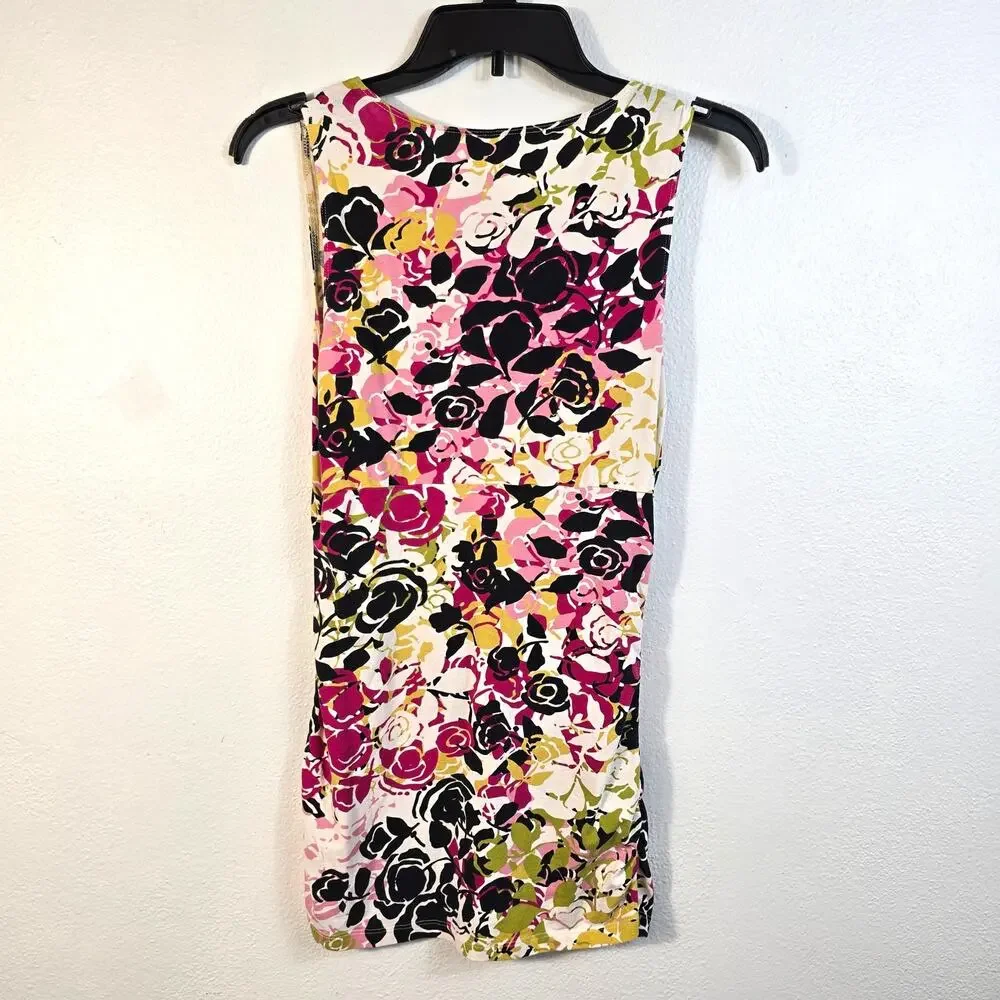 Cabi Floral Top Women's S Pink Multi Empire Waist Y2K Long Line Sleeveless